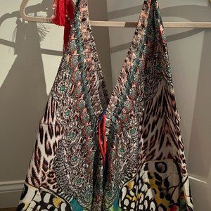 Patterned v neck maxi dress